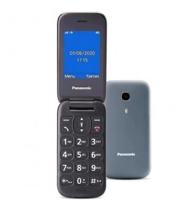 Telefon mobil panasonic gsm kx-tu400exg, single sim, tehnologie 2 g, memorie ram 1 gb, buton sos, gri ideal pentru seniori