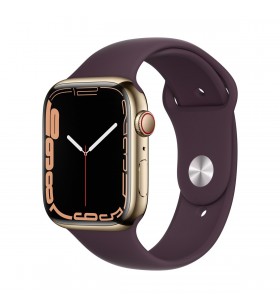 Apple watch 7 gps + cellular, 45mm gold stainless steel case, dark cherry sport band