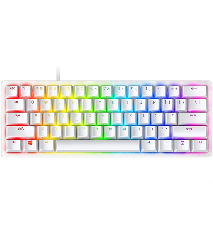 Huntsman mini mercury gaming keyboard purple switch - clicky white, us layout, memorie integrata pentru 5 profile, lumina de fundal personalizabila, cablu type-c detasabil