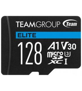 Memory card microsdxc teamgroup elite 128gb, class 10, uhs-i u3, v30, a1 + adaptor sd