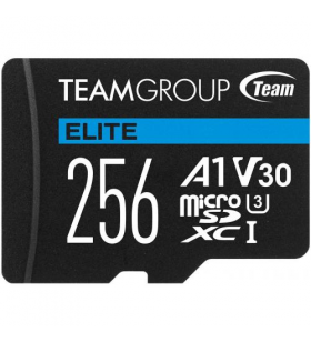 Memory card microsdxc teamgroup elite 256gb, class 10, uhs-i u3, v30, a1 + adaptor sd