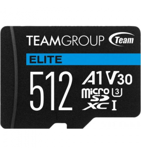 Memory card microsdxc teamgroup elite 512gb, class 10, uhs-i u3, v30, a1 + adaptor sd