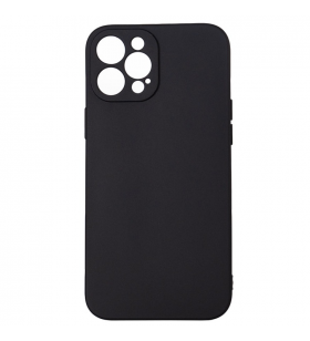 Husa smartphone spacer pentru iphone 12 pro max, grosime 2mm, material flexibil silicon + interior cu microfibra, negru