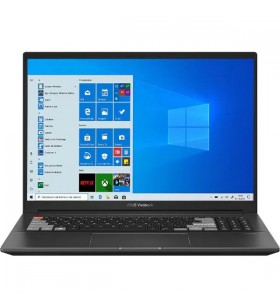 Laptop asus vivobook pro 16x oled m7600qe-l2014r, amd ryzen 9 5900hx pana la 4.6ghz, 16"4k uhd, 32gb, ssd 1tb, nvidia geforce rtx 3050ti 4gb, windows 10 pro, negru