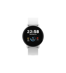 Smart watch, 1.3inches ips full touch screen, round watch, ip68 waterproof, multi-sport mode, bt5.0, compatibility with ios and android, silver white , host: 25.2*42.5*10.7mm, strap: 20*250mm, 45g