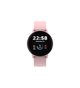 Smart watch, 1.3inches ips full touch screen, round watch, ip68 waterproof, multi-sport mode, bt5.0, compatibility with ios and android, pink, host: 25.2*42.5*10.7mm, strap: 20*250mm, 45g
