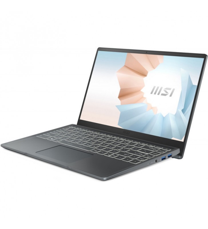 Laptop msi 14' modern 14 b5m, fhd, procesor amd ryzen™ 5 5500u (8m cache, up to 4.0 ghz), 8gb ddr4, 512gb ssd, radeon, no os, carbon grey