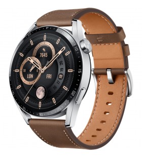 Smartwatch watch gt3 46mm otel inoxidabil maro si curea de piele