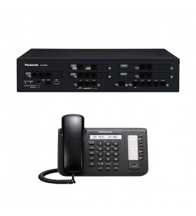 Centrala telefonica panasonic kx-ns500ne ( 6/2/32) hibrid, ip  si telefon digital kx-dt521 "pack.2-ns"