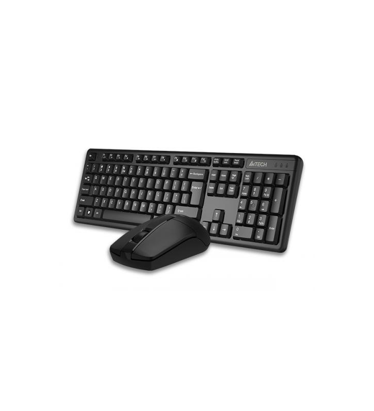 Kit wireless a4tech 3330n - tastatura, usb, black + mouse optic, usb, black