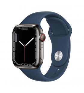 Apple watch 7 gps + cellular, 41mm graphite stainless steel case, abyss blue sport band