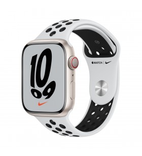 Apple watch nike 7 cellular, 45mm starlight aluminium case with pure platinum/black nike sport band