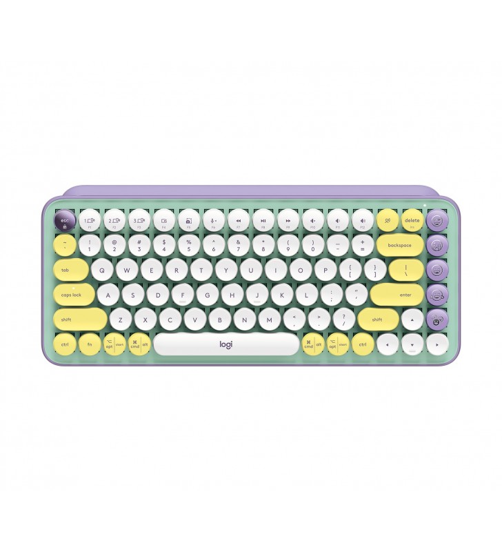 Logitech pop keys tastaturi rf wireless + bluetooth qwerty us internațional culoare mentă, violet, alb, galben
