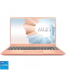 Laptop msi 14'' modern 14 b11sb, fhd, procesor intel® core™ i5-1155g7 (8m cache, up to 4.50 ghz), 8gb ddr4, 512gb ssd, geforce mx450 2gb, no os, beige mousse