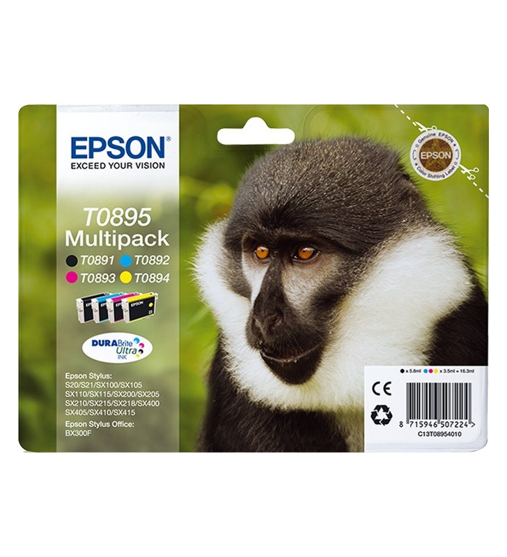 Epson monkey multipack 4-colours t0895 durabrite ultra ink