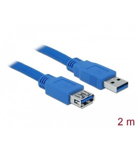 Delock cablu prelungitor usb 3.0 tip a tată usb 3.0 tip a mamă 2 m albastru