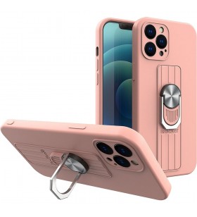 Husa capac spate cu inel roz apple iphone 12 pro max
