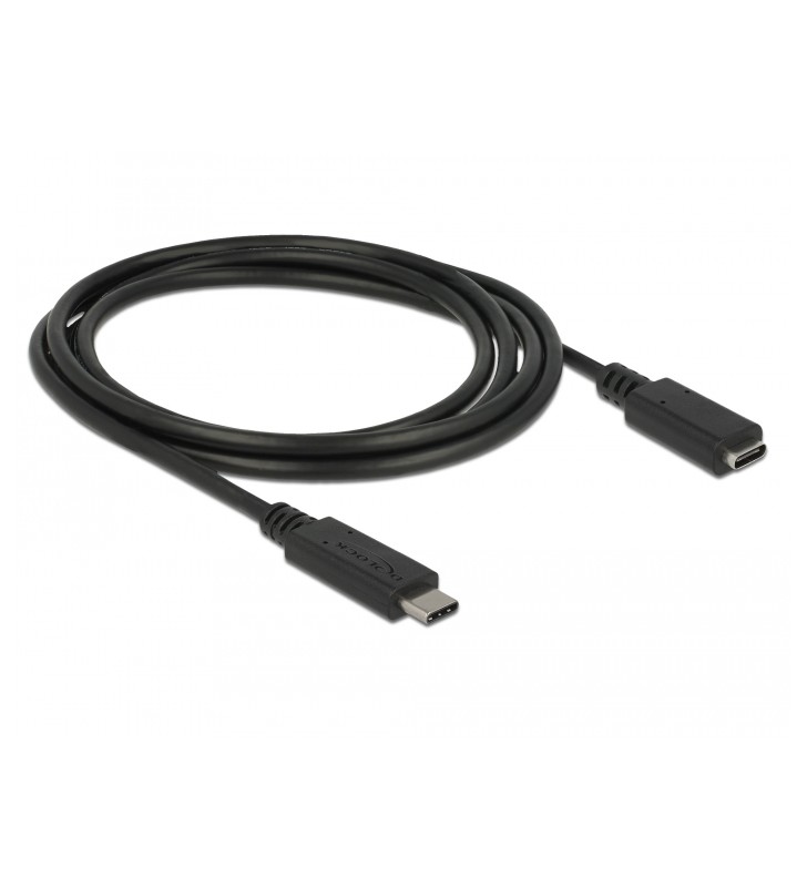 Delock cablu prelungitor superspeed usb (usb 3.1 gen 1) cu port usb type-c™ tată port mamă, 3 a, de 1,5 m, negru