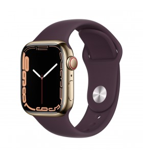 Apple watch 7 gps + cellular, 41mm gold stainless steel case, dark cherry sport band