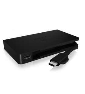 Icybox ib-dk4023-cpd icybox docking station with integrated cable usb type-c, hdmi, vga, black