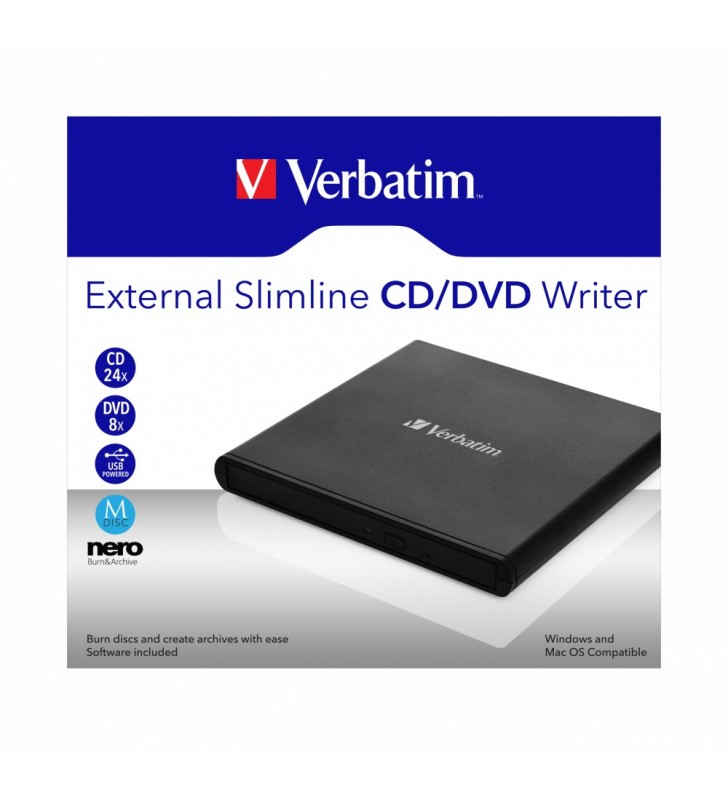 Verbatim external slimline cd/dvd writer unități optice dvd±rw negru