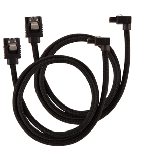 Corsair premium sleeved sata cable with 90° connector 2-pack - black