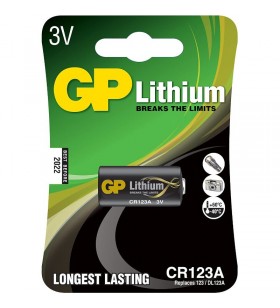 Baterie gp batteries, lithium cr123a 3v lithium, blister 1 buc. "gpcr123ap-2ue1" "gppcl123a118" (include tv 0.01 lei)