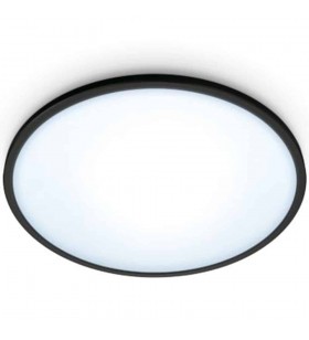 Plafoniera led inteligenta wiz superslim, wi-fi, bluetooth, 14w, 1300 lm, lumina alba reglabila, 24.2 cm, metal / plastic, negru