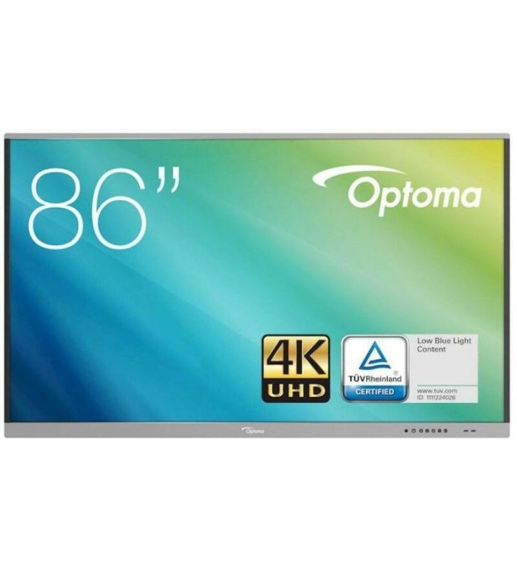 Optoma 5861rk ifpd, 86" ifp, 4k uhd, direct led, 370 nits, quad core cpu, 4gb ram / 32 gb rom,  2x 16w speaker, 20-finger multitouch, 1mm airgap, android 8.0, 2x double colour pen writting, "h1f0c0bbw101" (include tv 6.00lei)