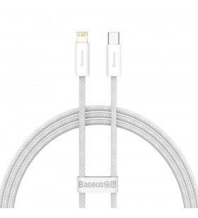 Cablu alimentare si date baseus dynamic, fast charging data cable pt. smartphone, usb type-c la lightning iphone pd 20w, braided, 1m, alb "cald000002" (include timbru verde 0.25 lei)