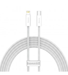 Cablu alimentare si date baseus dynamic, fast charging data cable pt. smartphone, usb type-c la lightning iphone pd 20w, braided, 2m, alb "cald000102" (include timbru verde 0.25 lei)