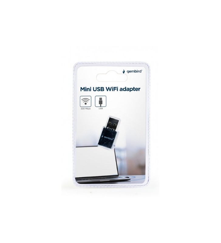 Adaptor wireless gembird mini wnp-ua300-01, 300 mbps, black